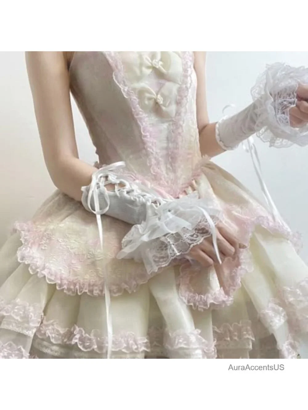 Fingerless Lace Gloves Y2K Lolita Arm Warmers Halloween Wedding Ruffled Cuff